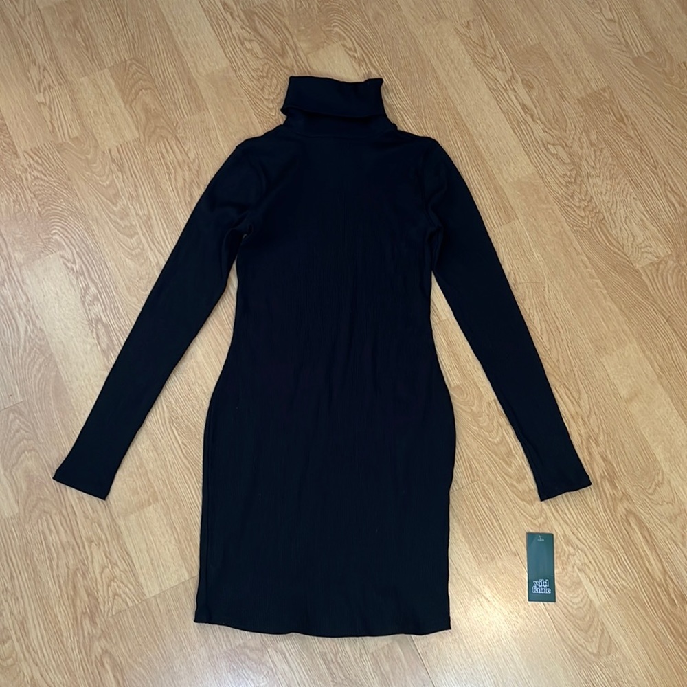 NEW WITH TAGS Target Wild Fable Ribbed Turtleneck Bodycon Mini Dress - Black